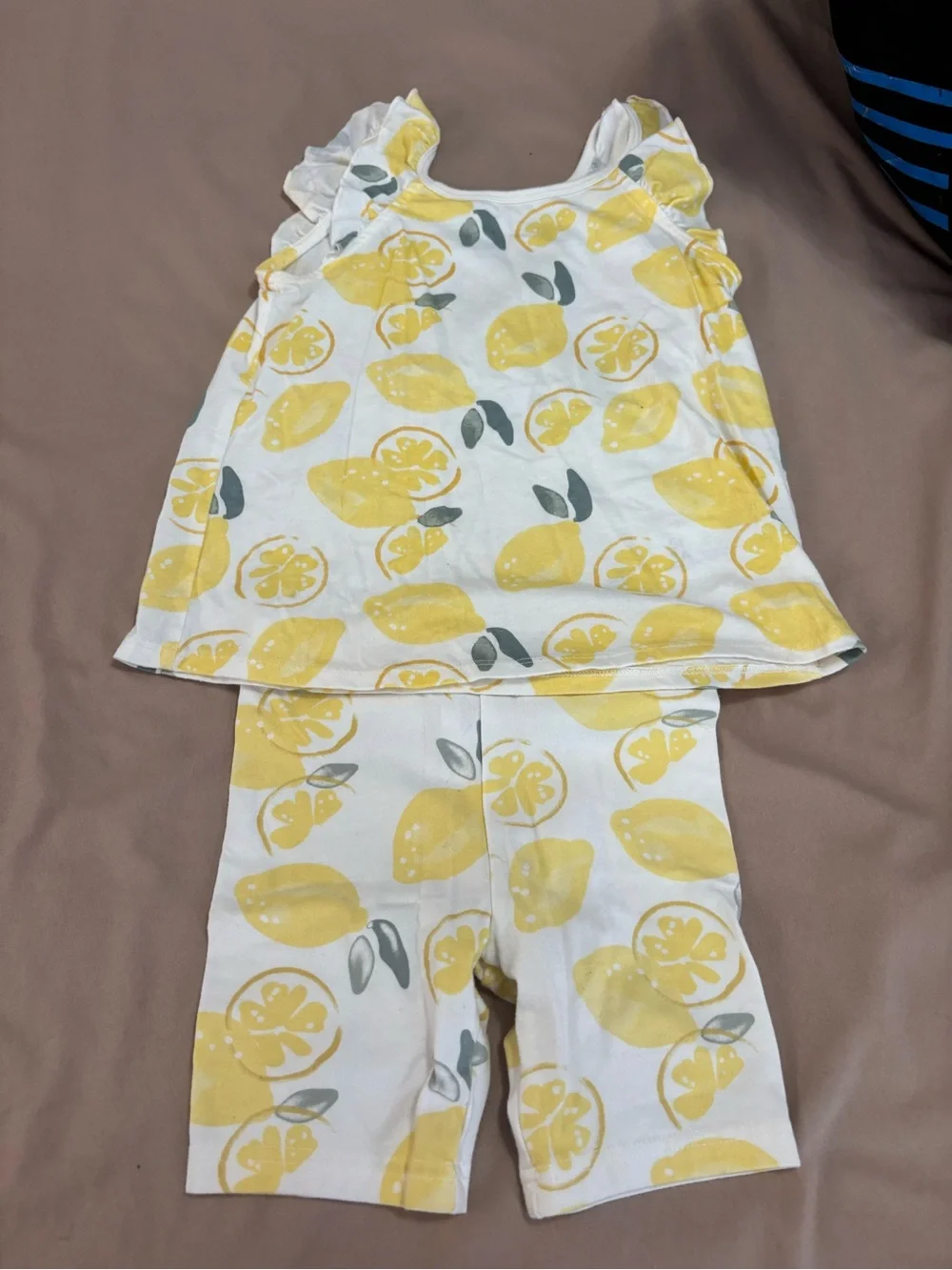 Carter's Yellow & White Lemon Tank Top and Shorts Set